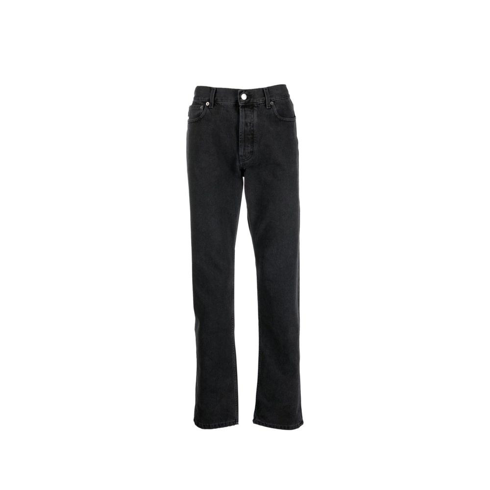 Black Cotton Straight-Leg Jeans