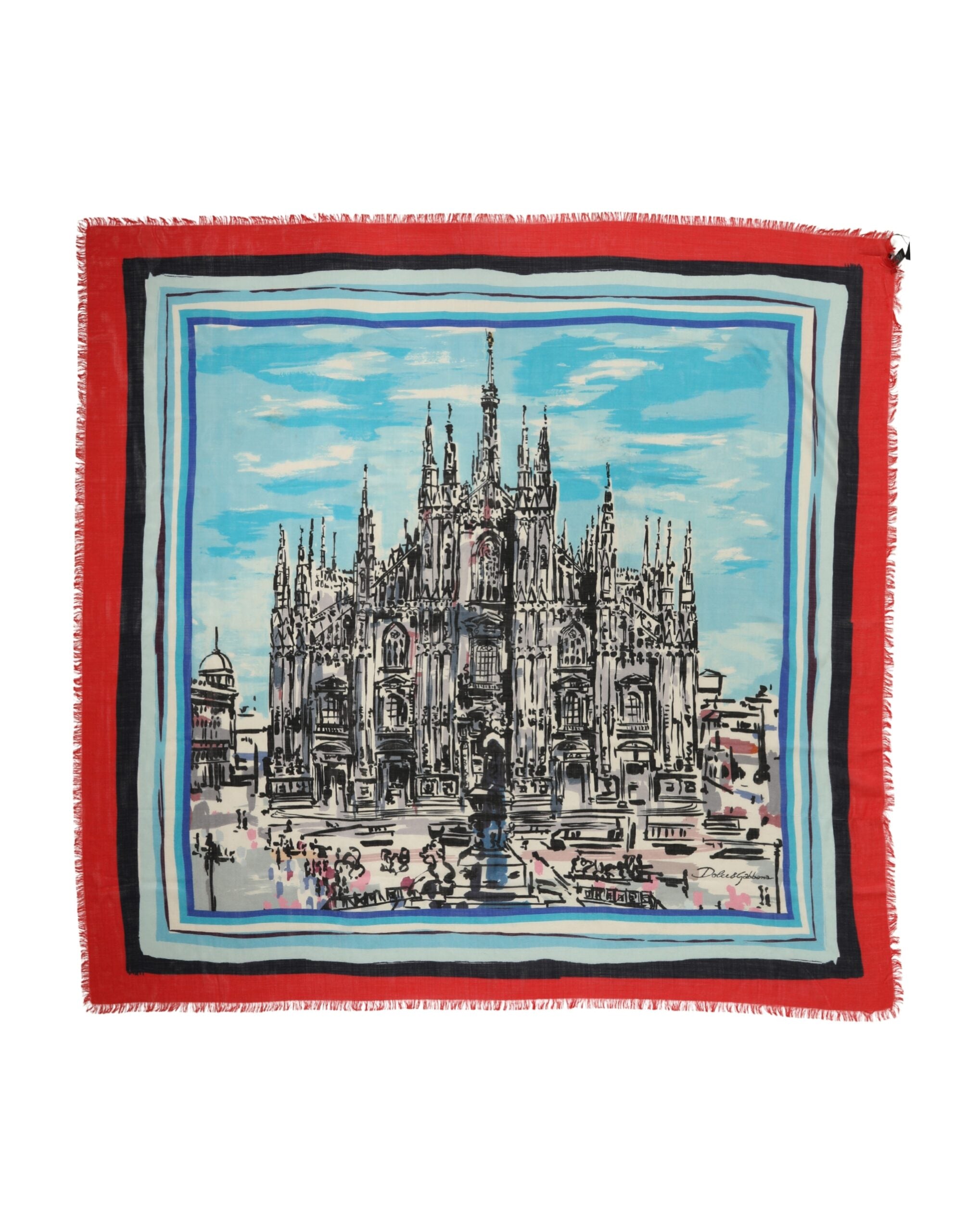 Multicolor Milano Print Cashmere 134cm x 130cm Men Scarf