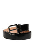 Men Black Classic Leather Metal Buckle Belt