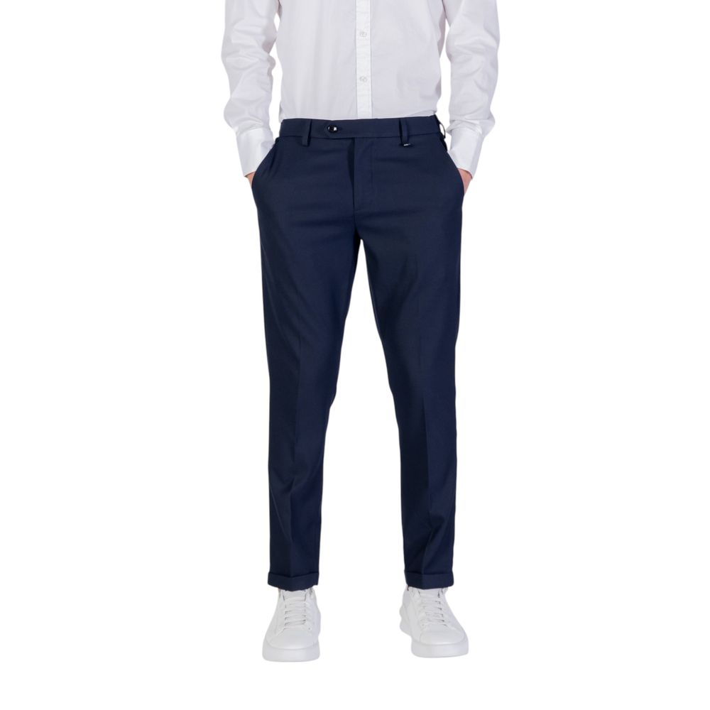 Blue Polyester Skinny Pants