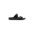 Black Polyester Flat Sandals