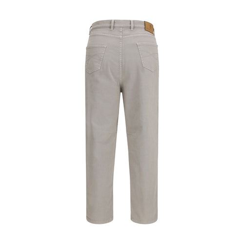 Beige Cotton Casual Pants