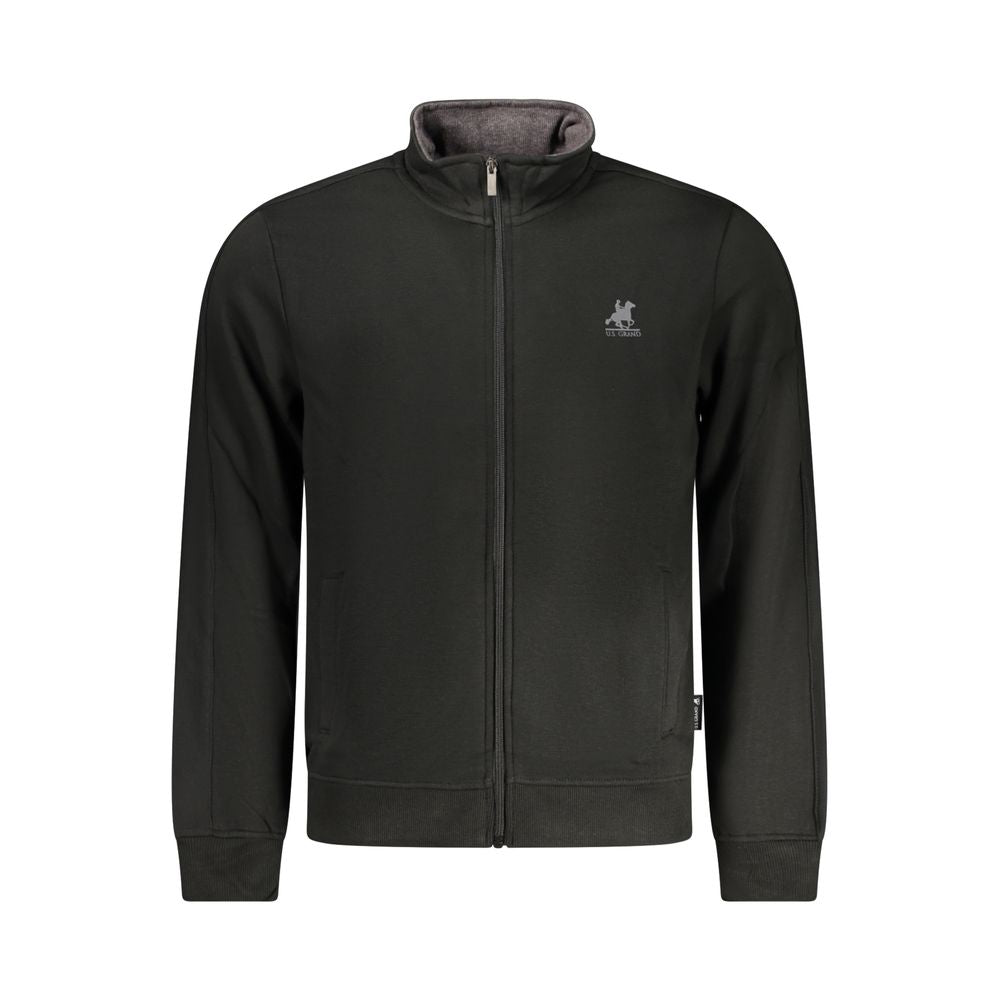 Black Cotton Men Sweatshirt