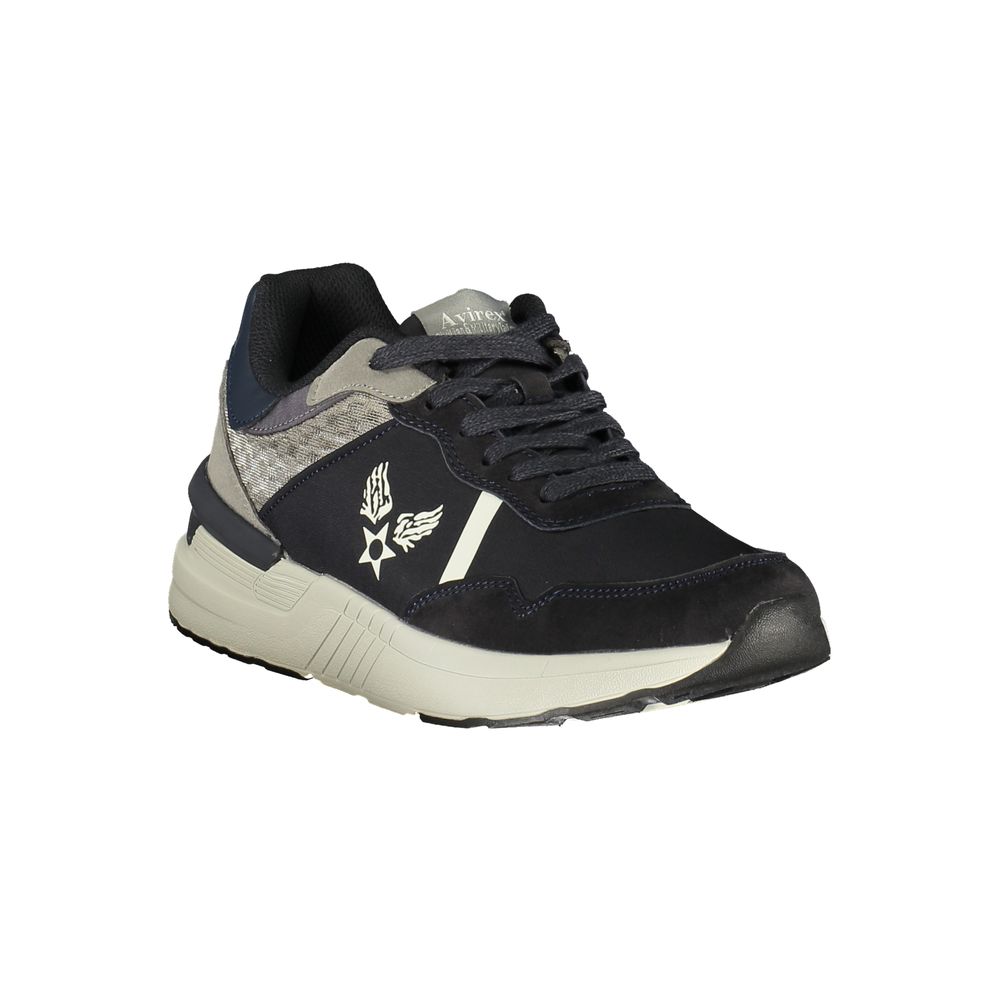 Blue Polyurethane Men Sneaker