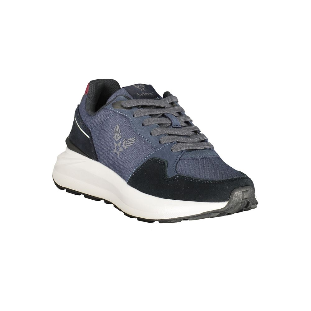 Blue Polyurethane Men Sneaker