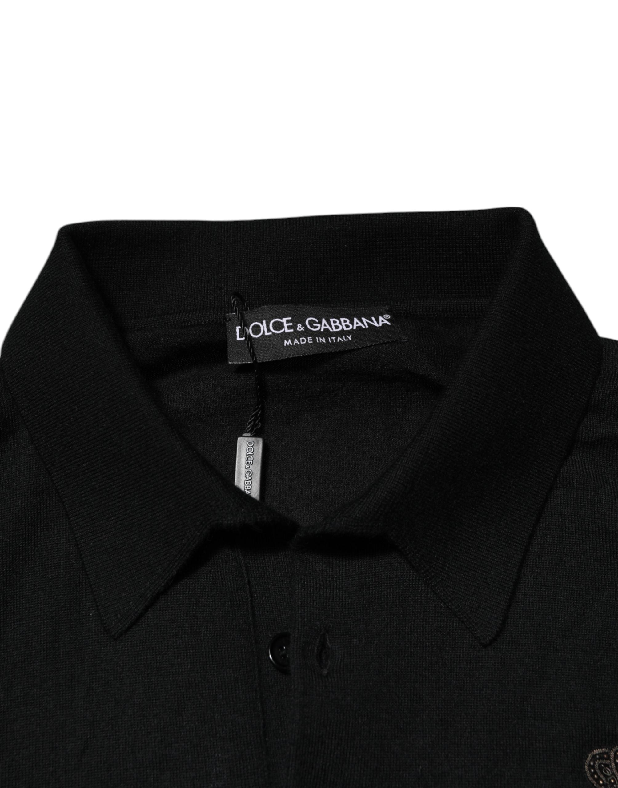 Black Crest Long Sleeve Men Pullover Sweater