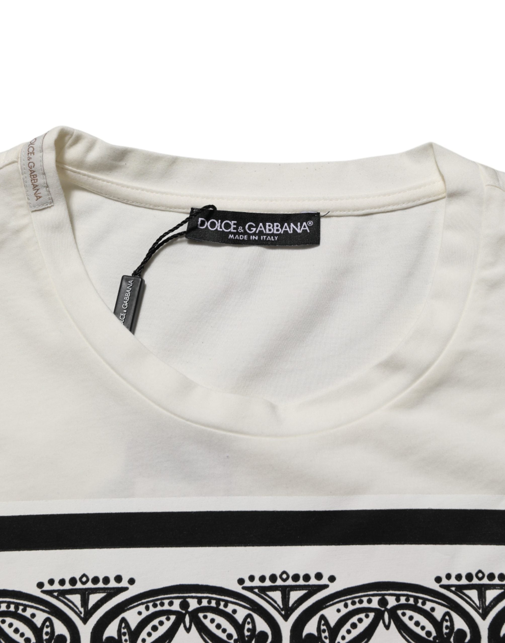 White Cotton Bandana Print CrewNeck T-shirt