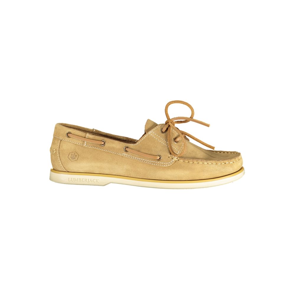 Beige Leather Men Classic Shoe