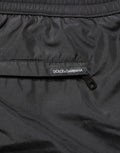 Black Polyester Drawstring Men Shorts Swimwear