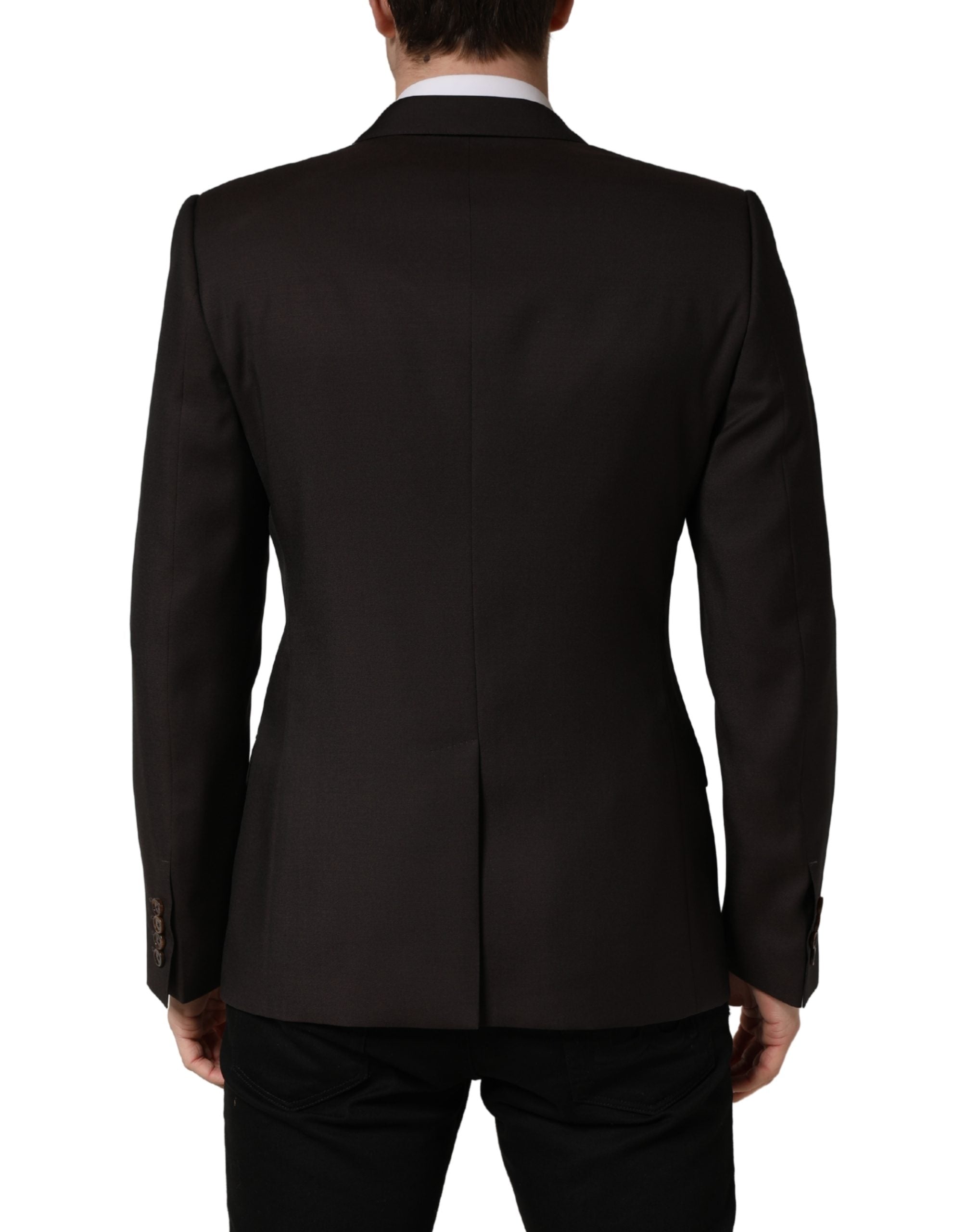 Dark Violet Wool Double Breasted Suit Jacket