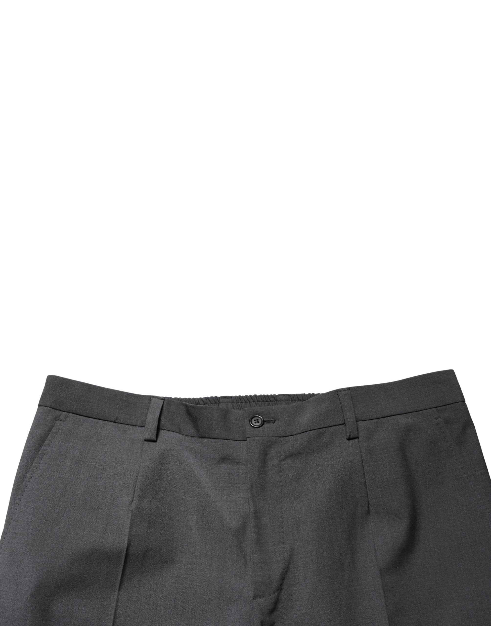 Dark Gray Wool Cropped Chino Trouser Pants