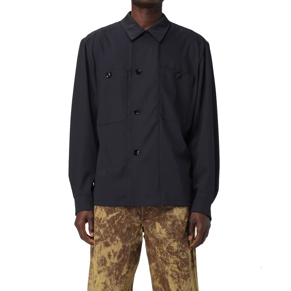 Black Virgin Wool Full-Length Jacket