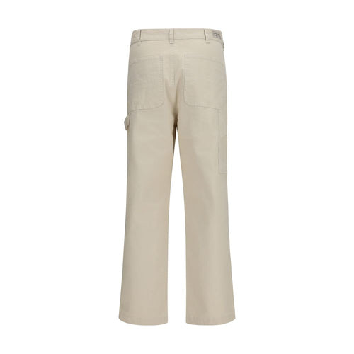 Beige Cotton Casual Pants