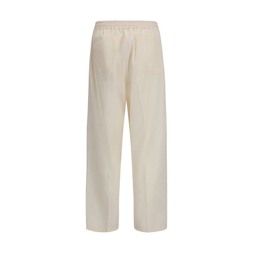 Beige Cotton Casual Pants