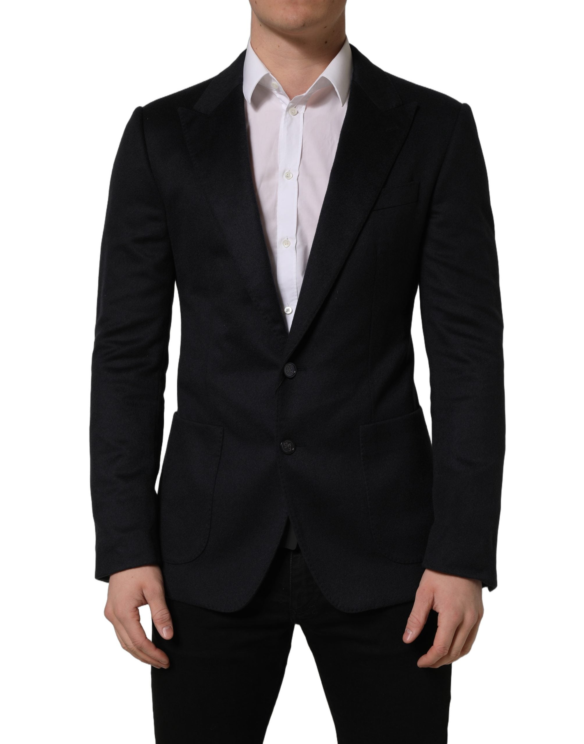 Black Cashmere Single Breasted Blazer Jacket