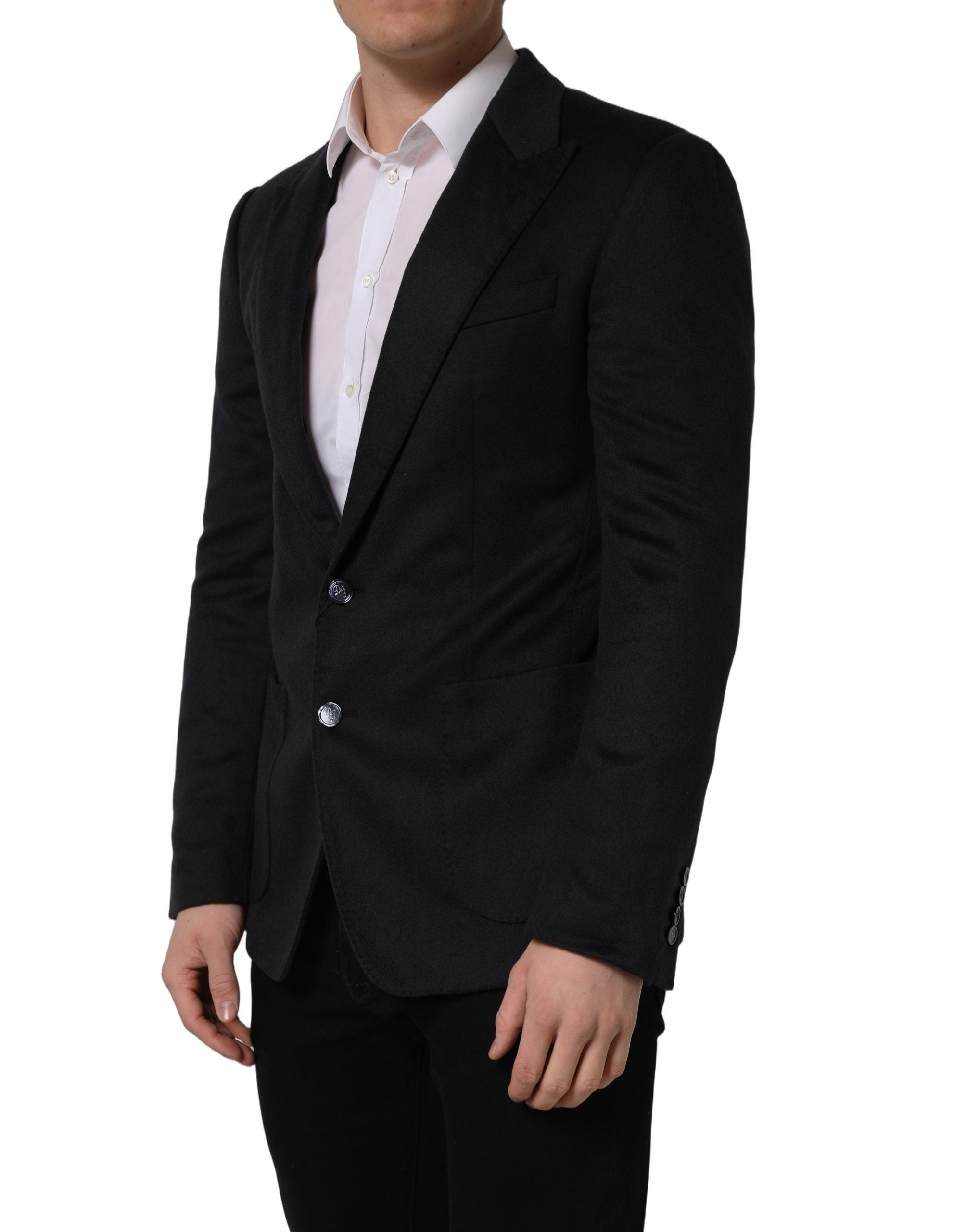 Black Cashmere Single Breasted Blazer Jacket