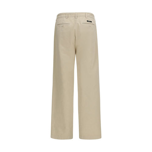 Beige Cotton Casual Pants