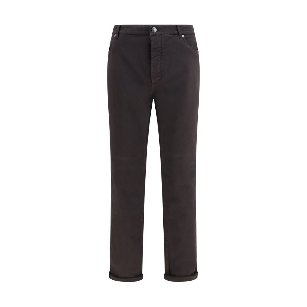Brown Cotton Relaxed Fit Jeans