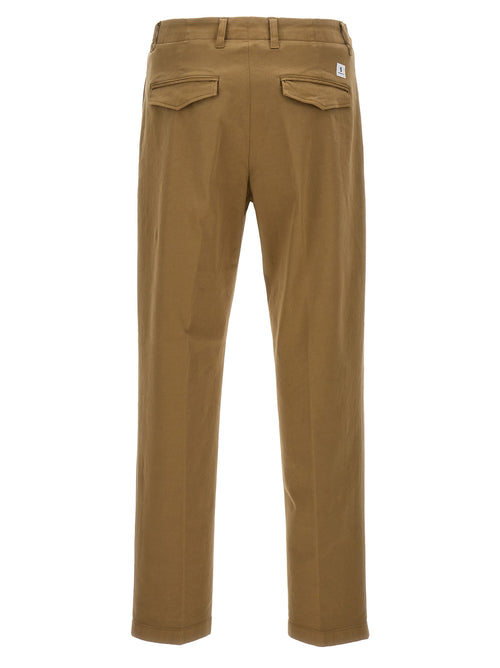 Beige Cotton Casual Pants