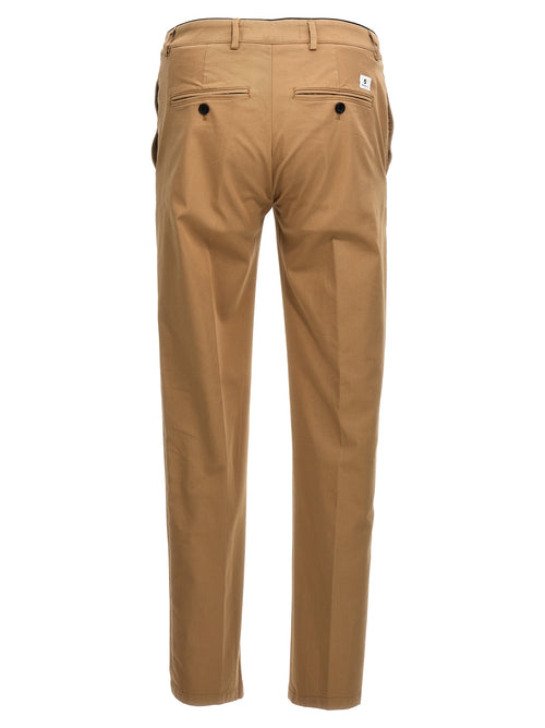 Beige Cotton Casual Pants