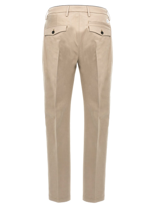 Beige Cotton Casual Pants