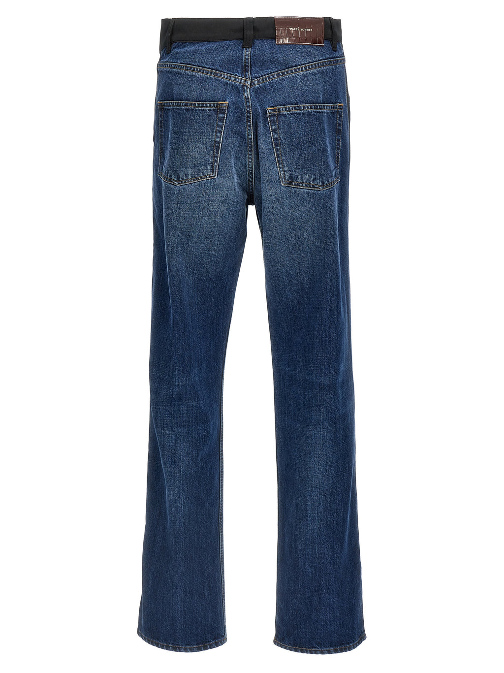 Blue Cotton Straight-Leg Jeans
