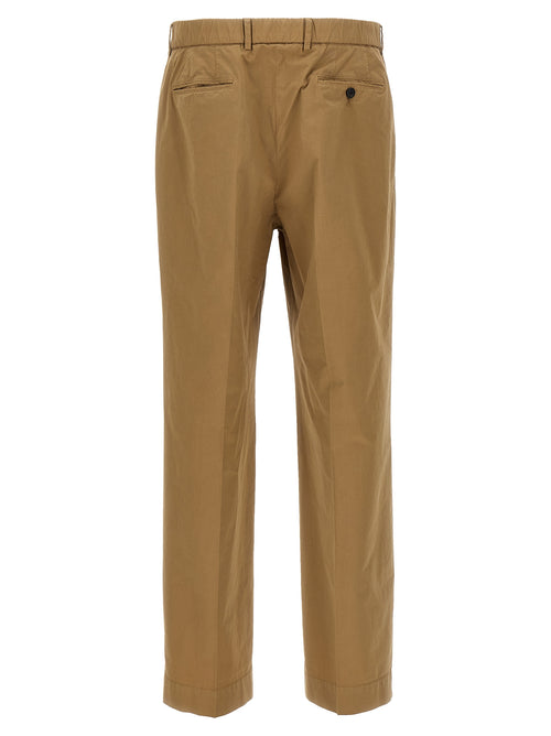 Beige Cotton Casual Pants