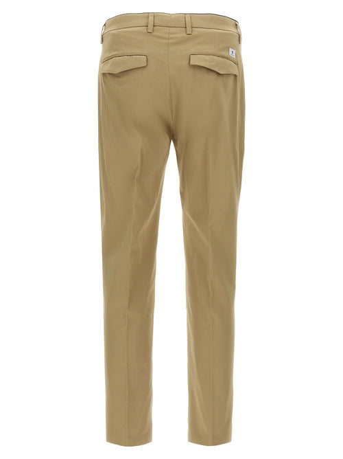 Beige Cotton Cropped Pants