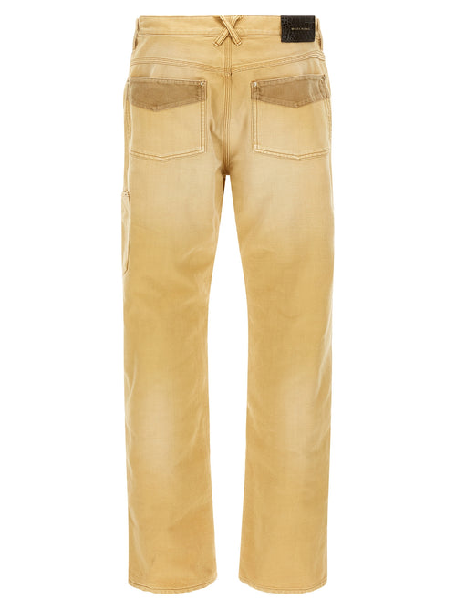 Beige Cotton Casual Pants