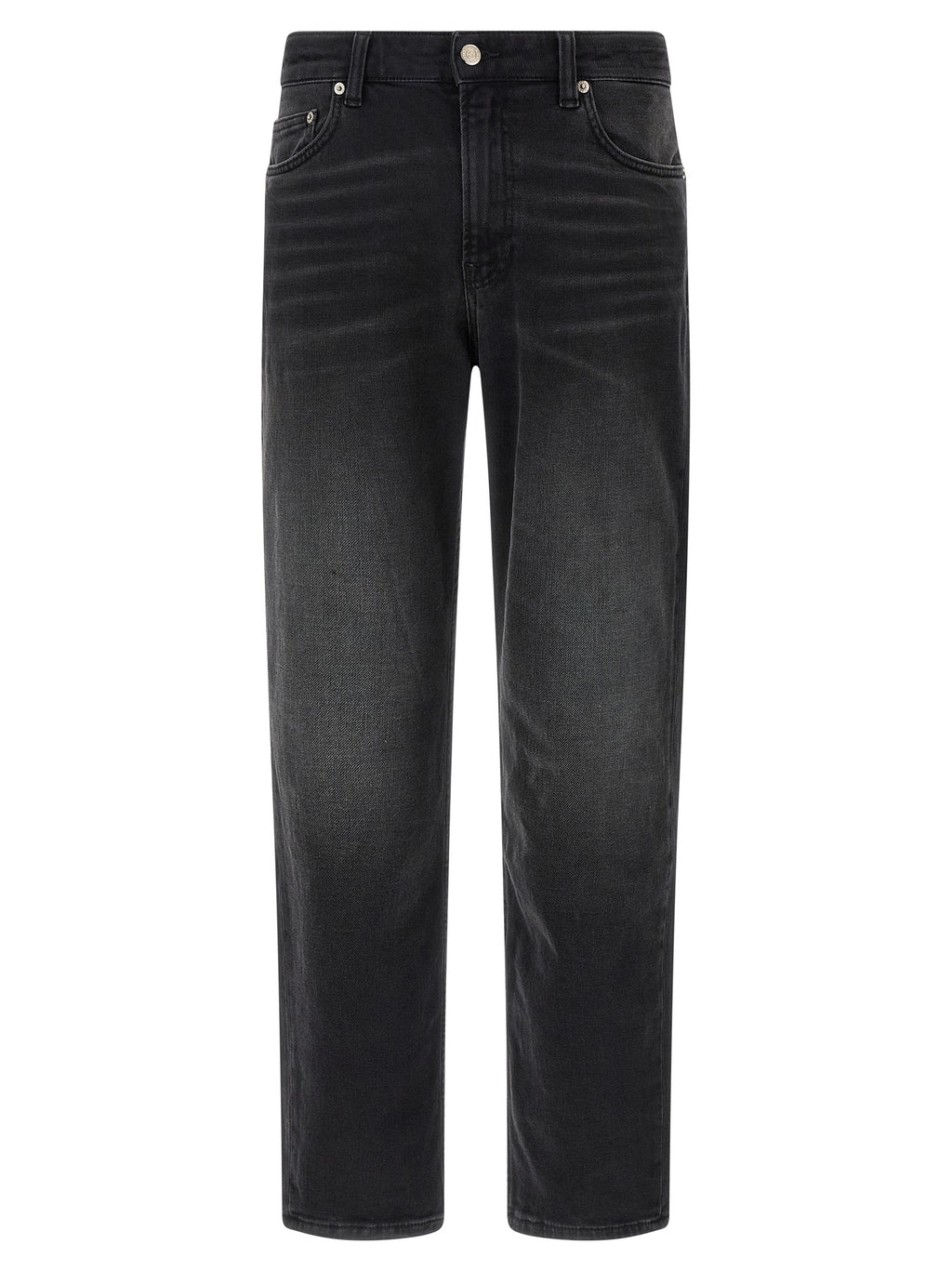 Black Cotton Straight-Leg Jeans