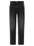 Black Cotton Straight-Leg Jeans