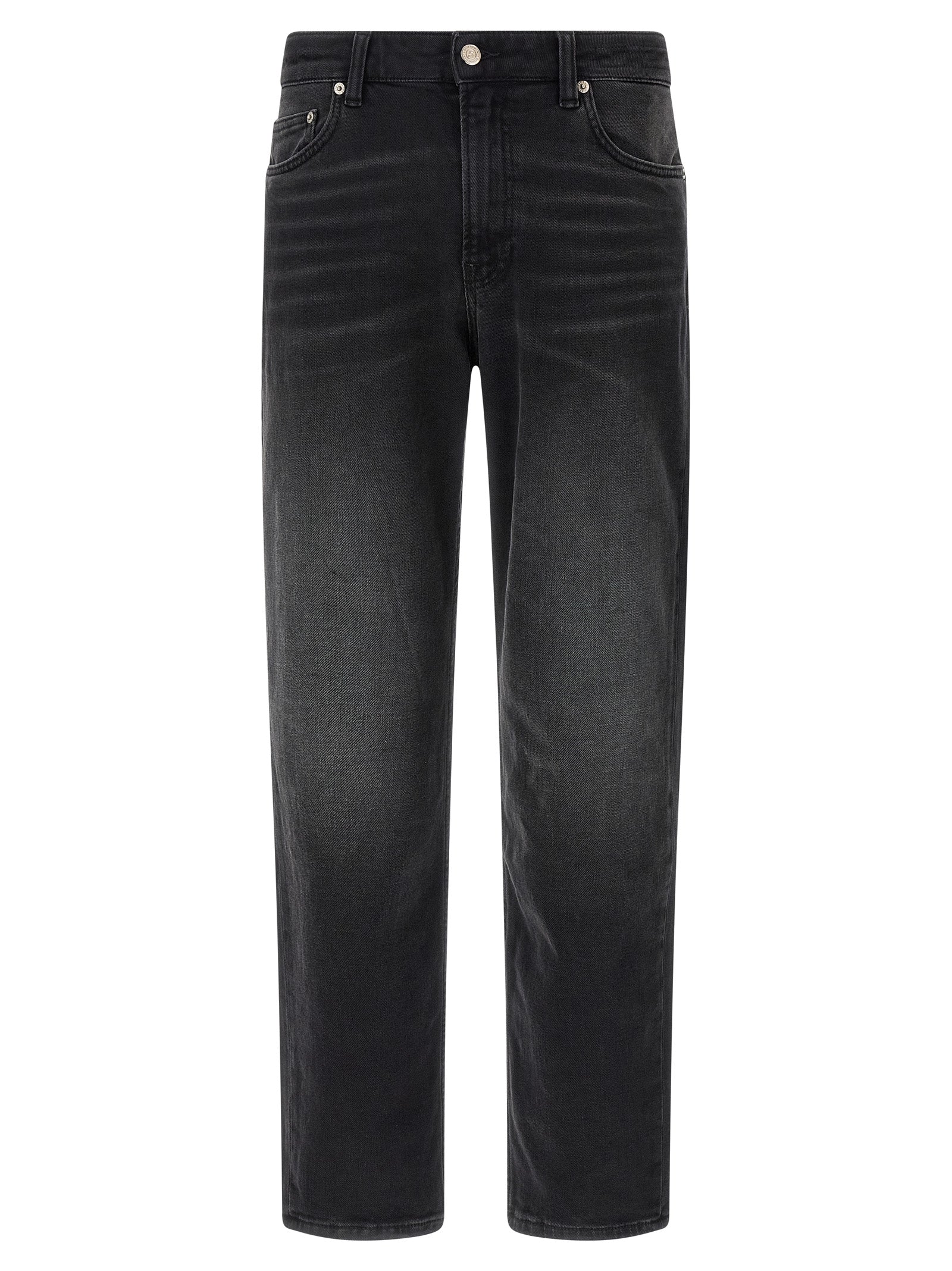 Black Cotton Straight-Leg Jeans
