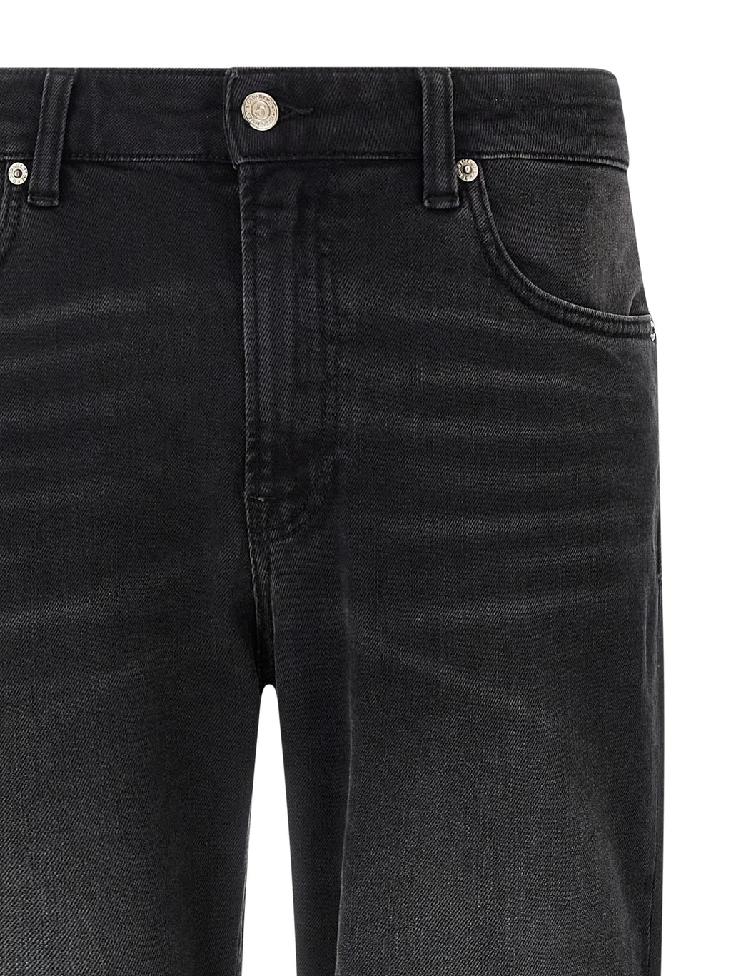 Black Cotton Straight-Leg Jeans