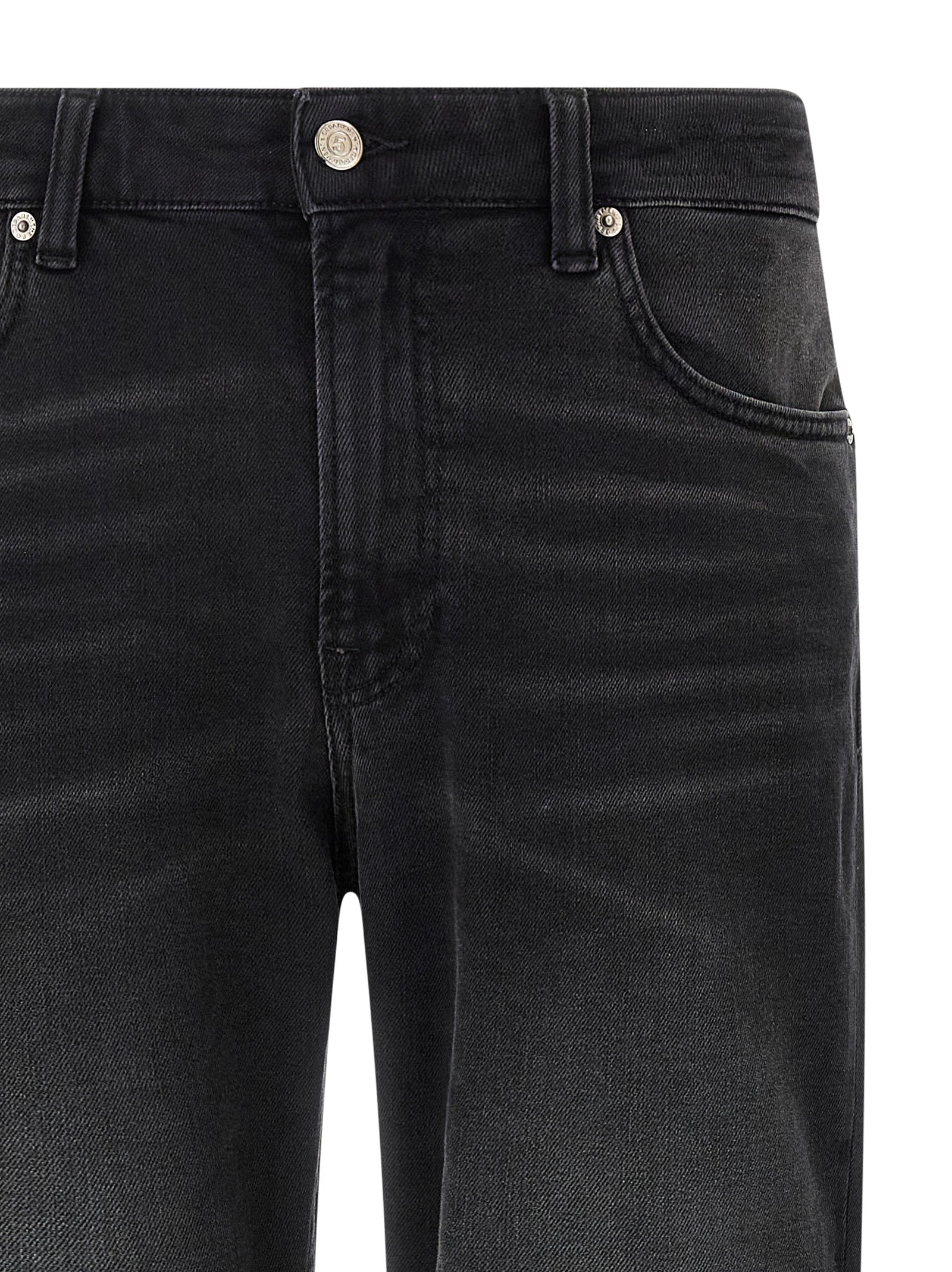 Black Cotton Straight-Leg Jeans
