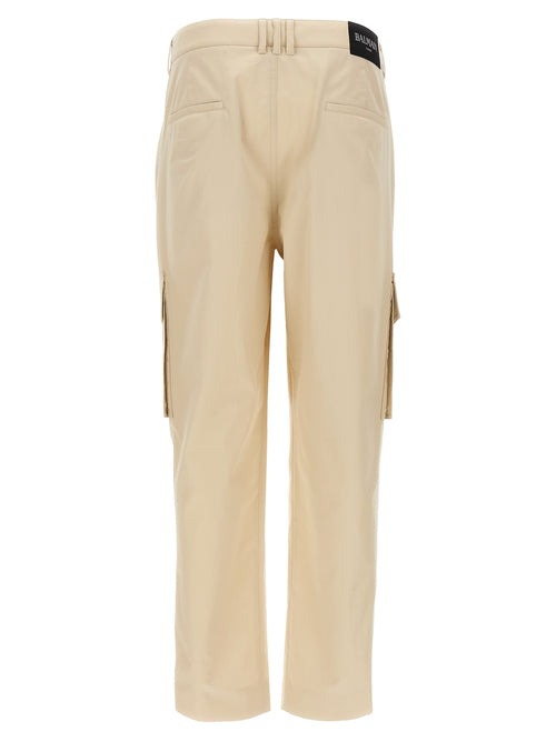 Beige Cotton Cargo Pants