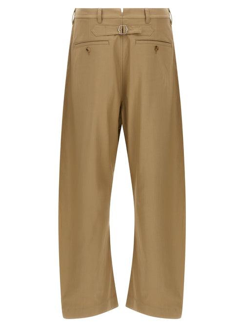 Beige Cotton Casual Pants