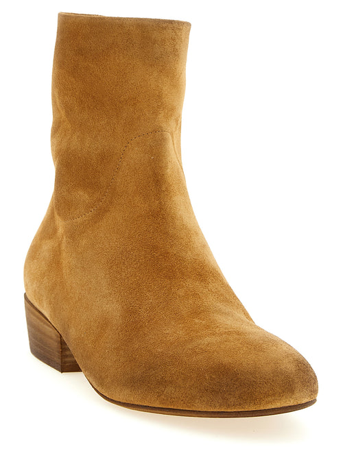 Beige Calfskin Ankle Boots