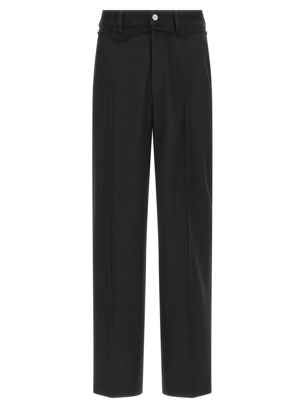 Black Polyester Casual Pants