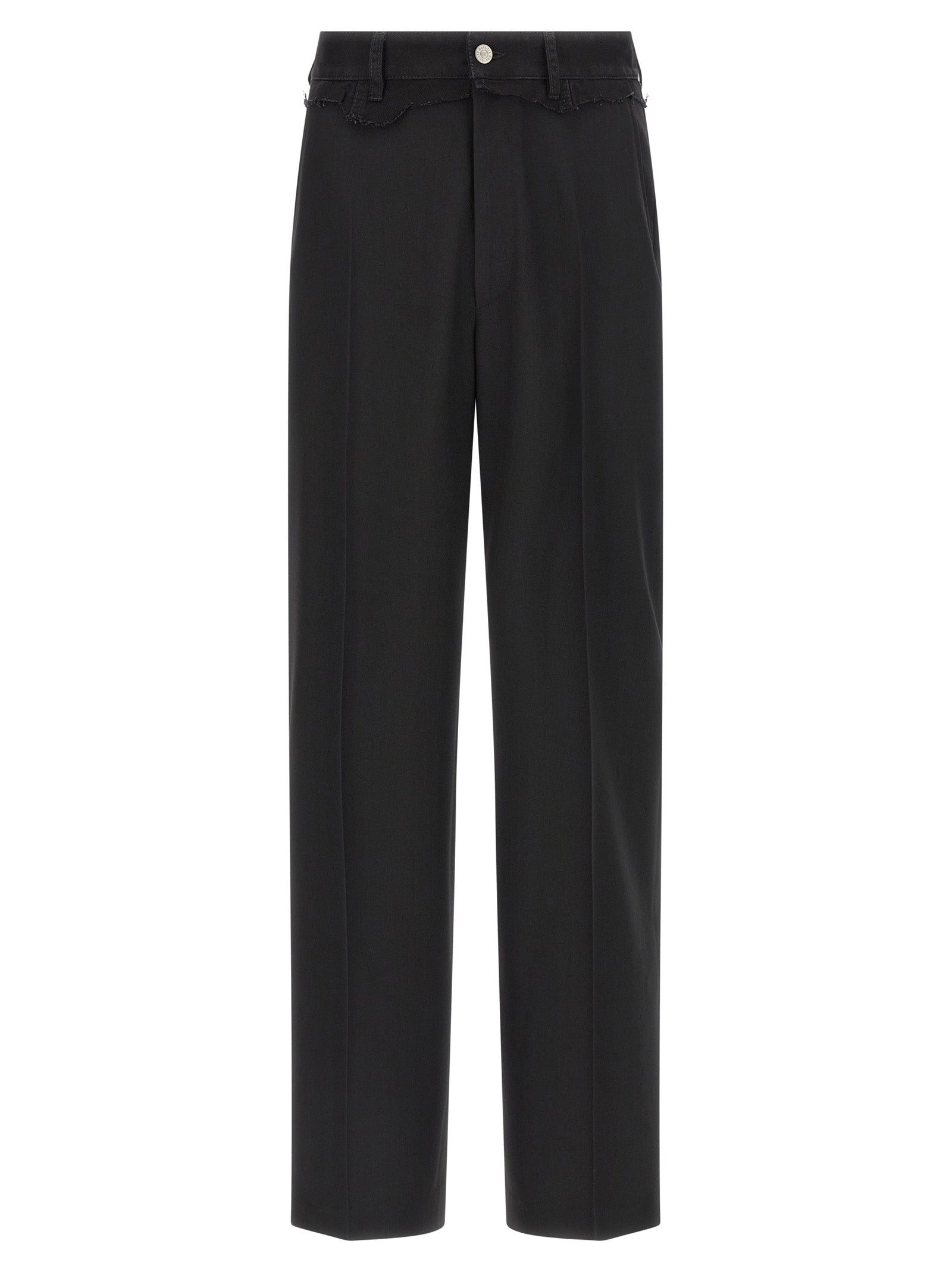 Black Polyester Casual Pants