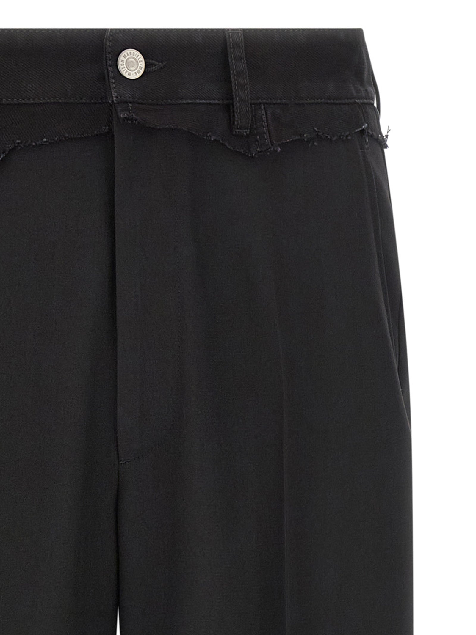 Black Polyester Casual Pants