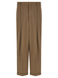 Beige Virgin Wool Casual Pants