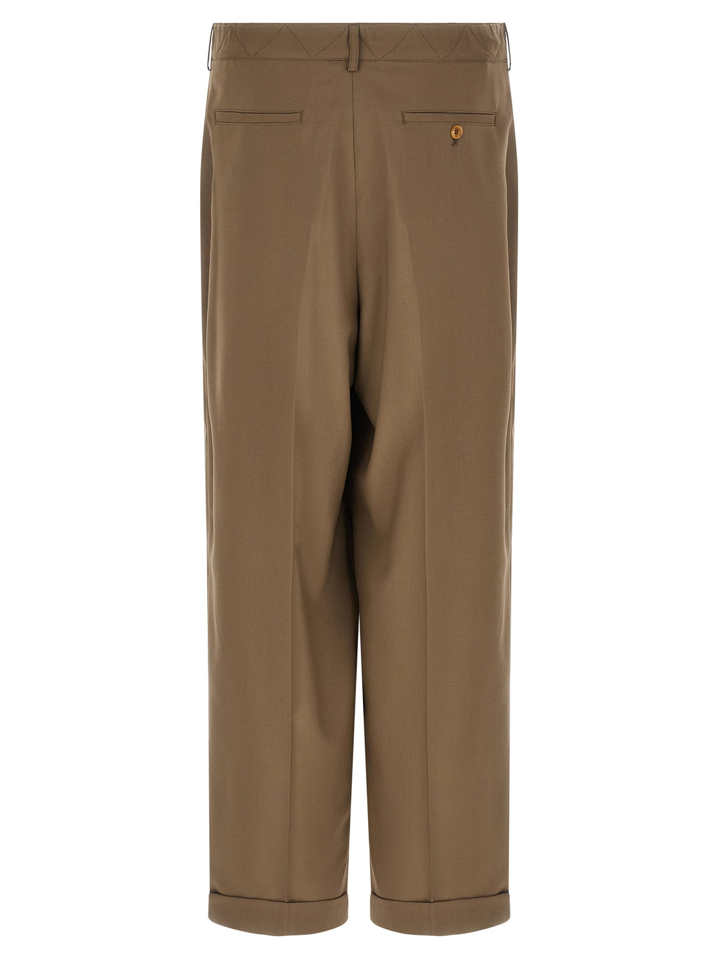 Beige Virgin Wool Casual Pants