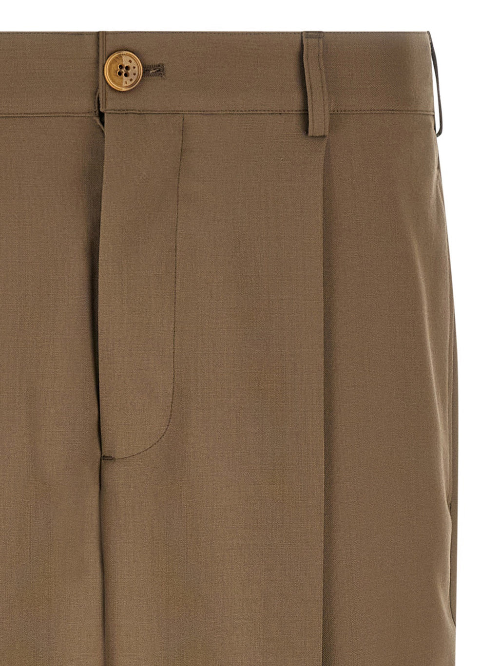 Beige Virgin Wool Casual Pants