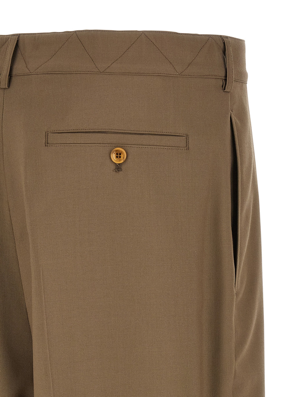 Beige Virgin Wool Casual Pants