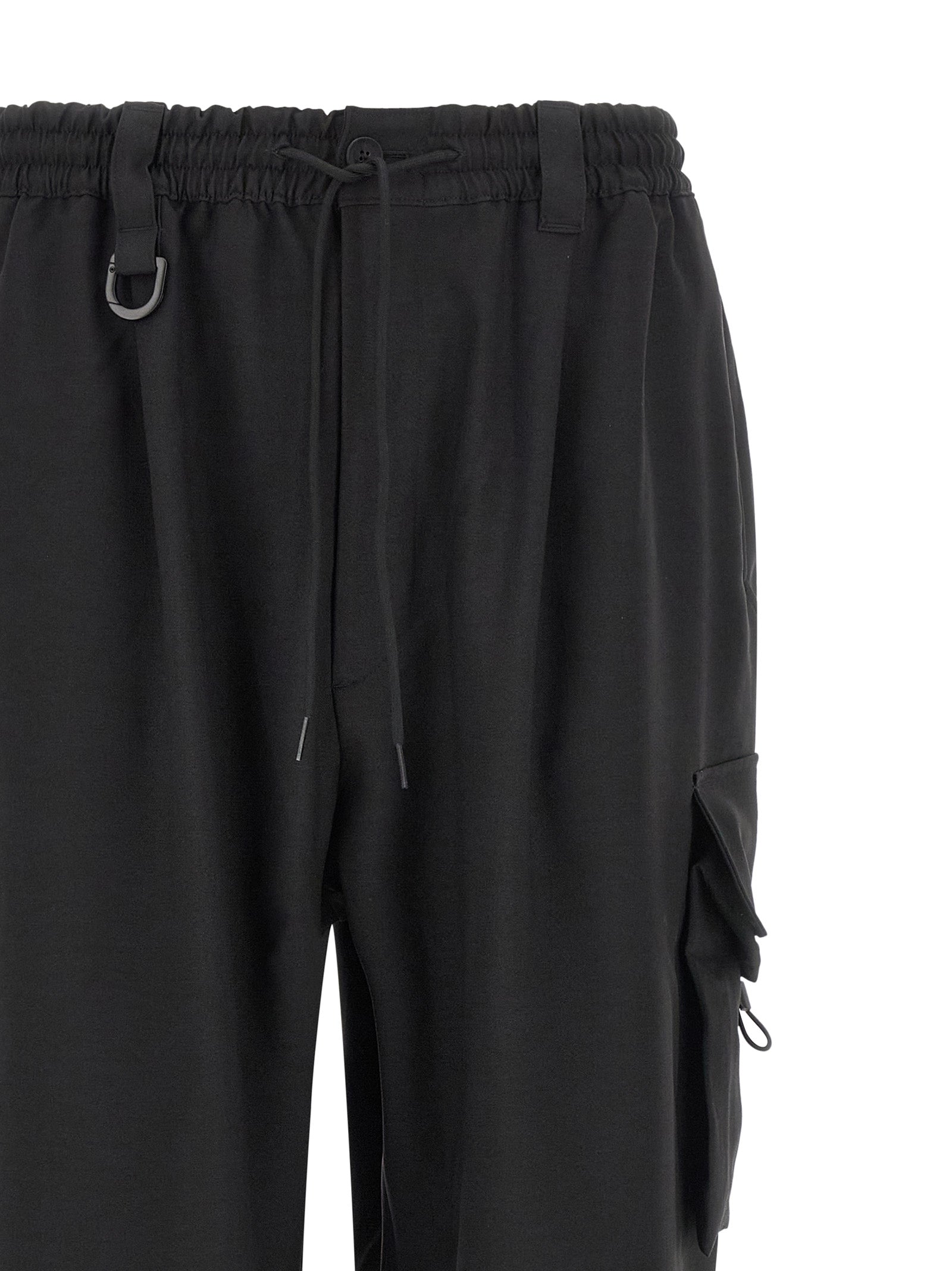 Black Polyester Cargo Pants