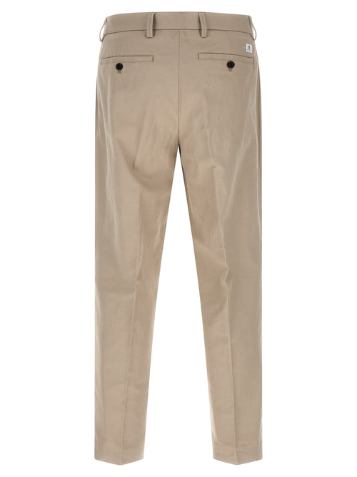 Beige Cotton Casual Pants