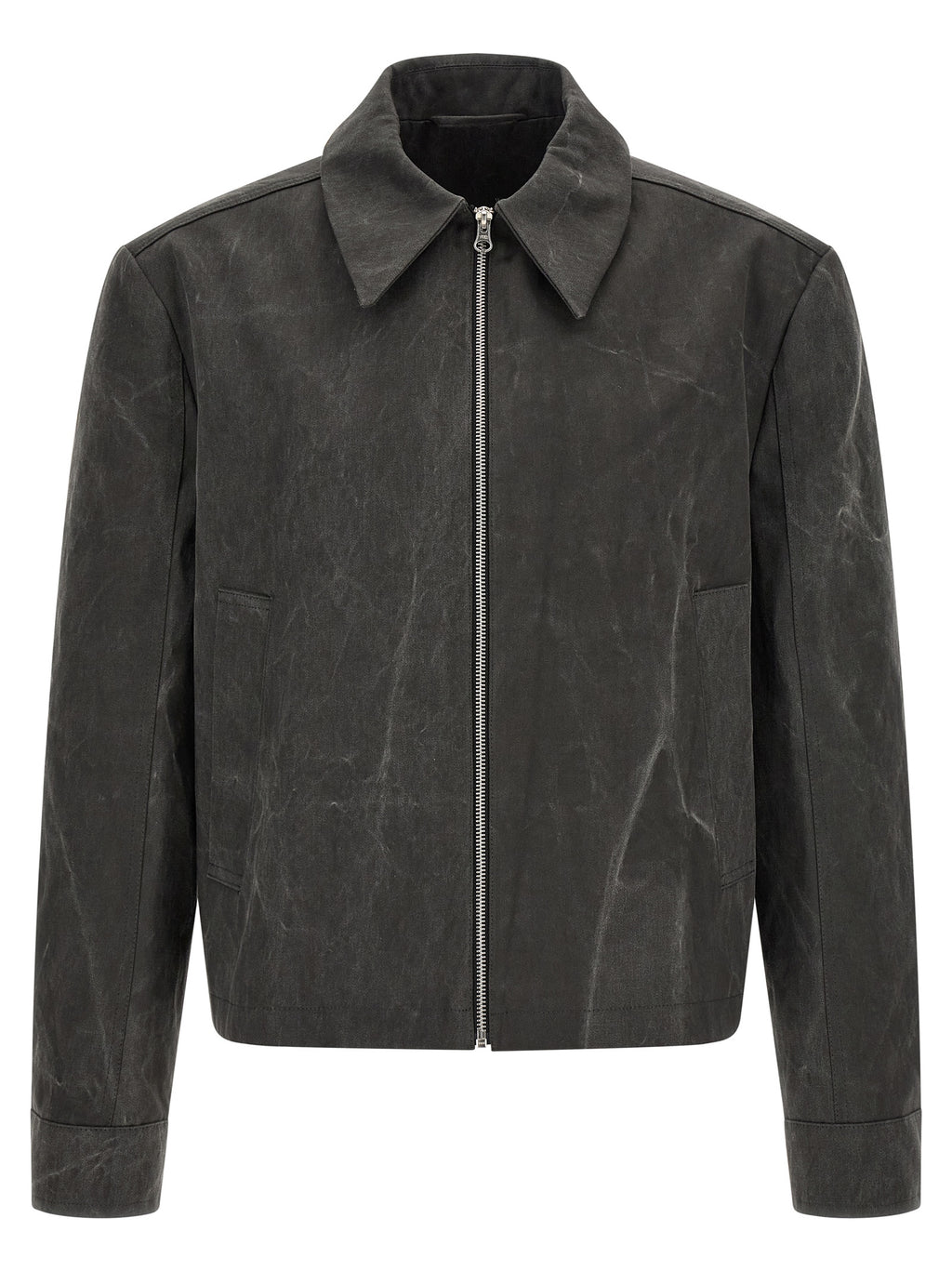 Gray Cotton Full-Length Jacket