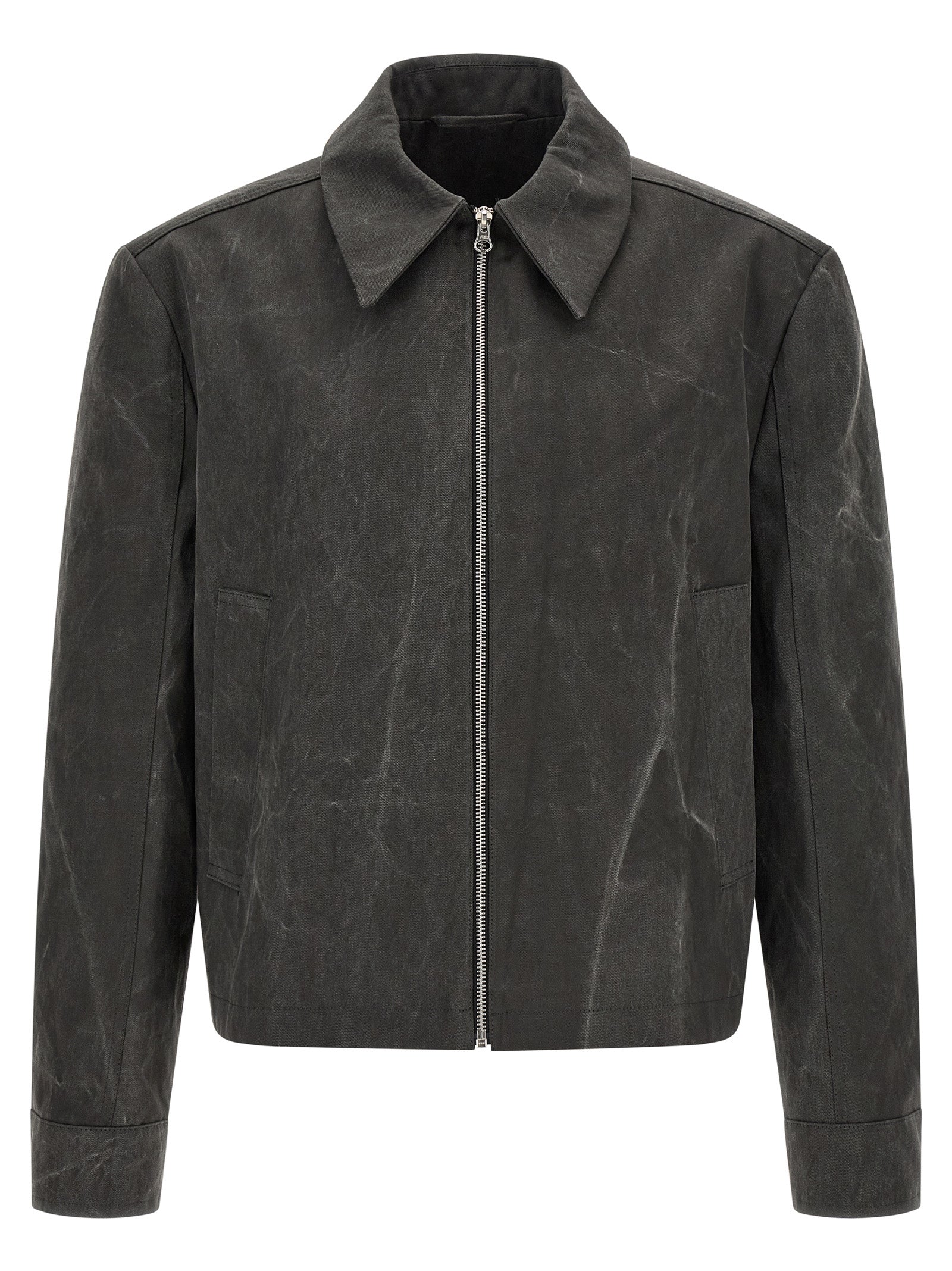 Gray Cotton Full-Length Jacket