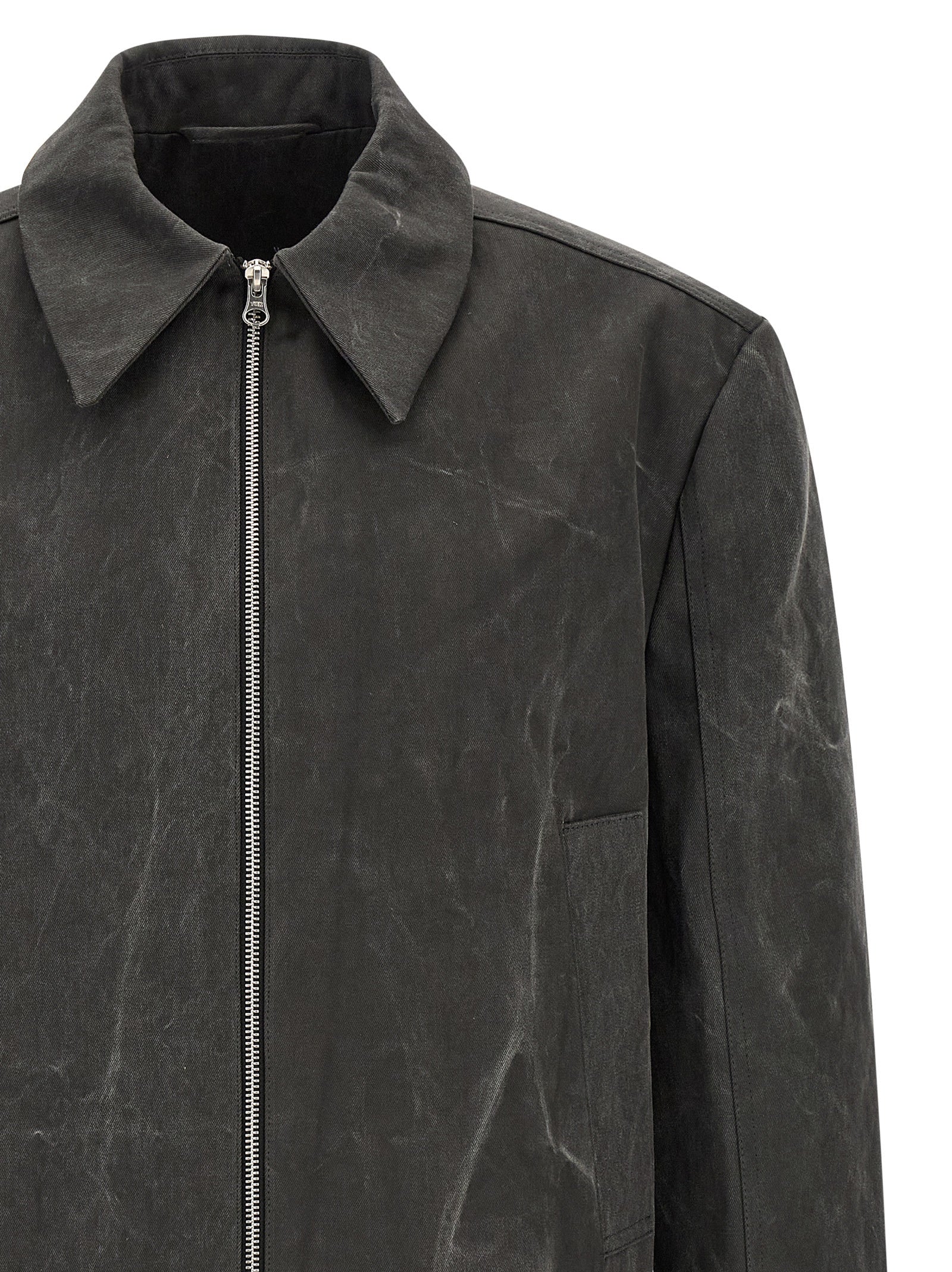 Gray Cotton Full-Length Jacket