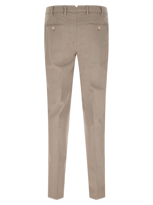 Beige Cotton Casual Pants